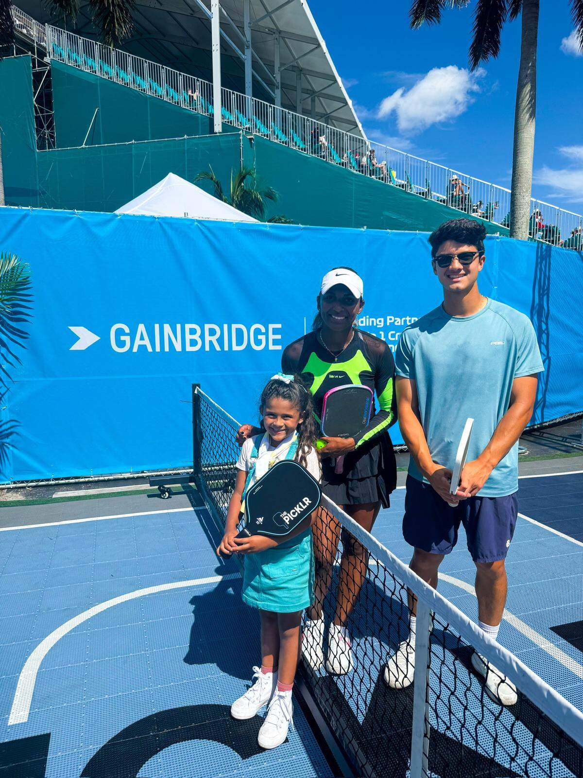 Fans enjoy playing pickleball outside Hard Rock Stadium in Miami Gardens, Fla. during Miami Grand Prix weekend May 2-4.
