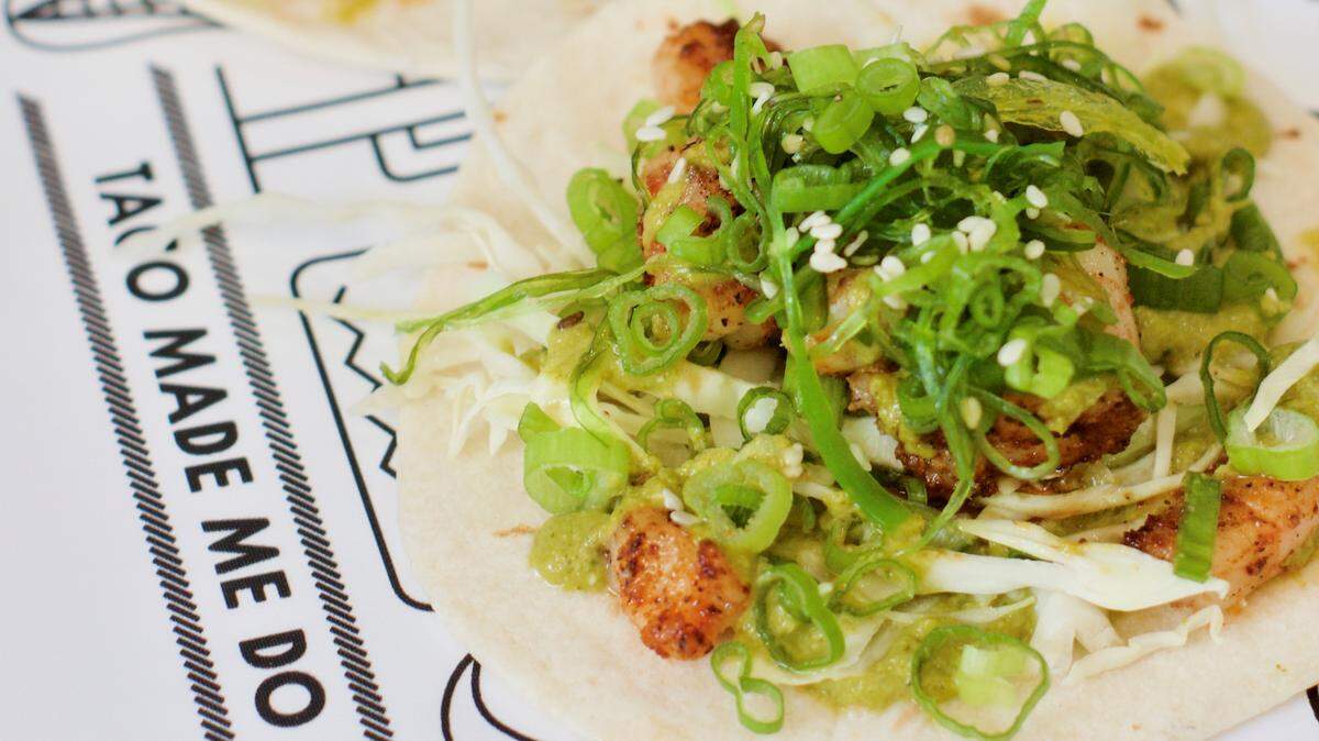 No boring shrimp tacos here! They come with sesame seeds and seaweed at El Taco Loco delivery.