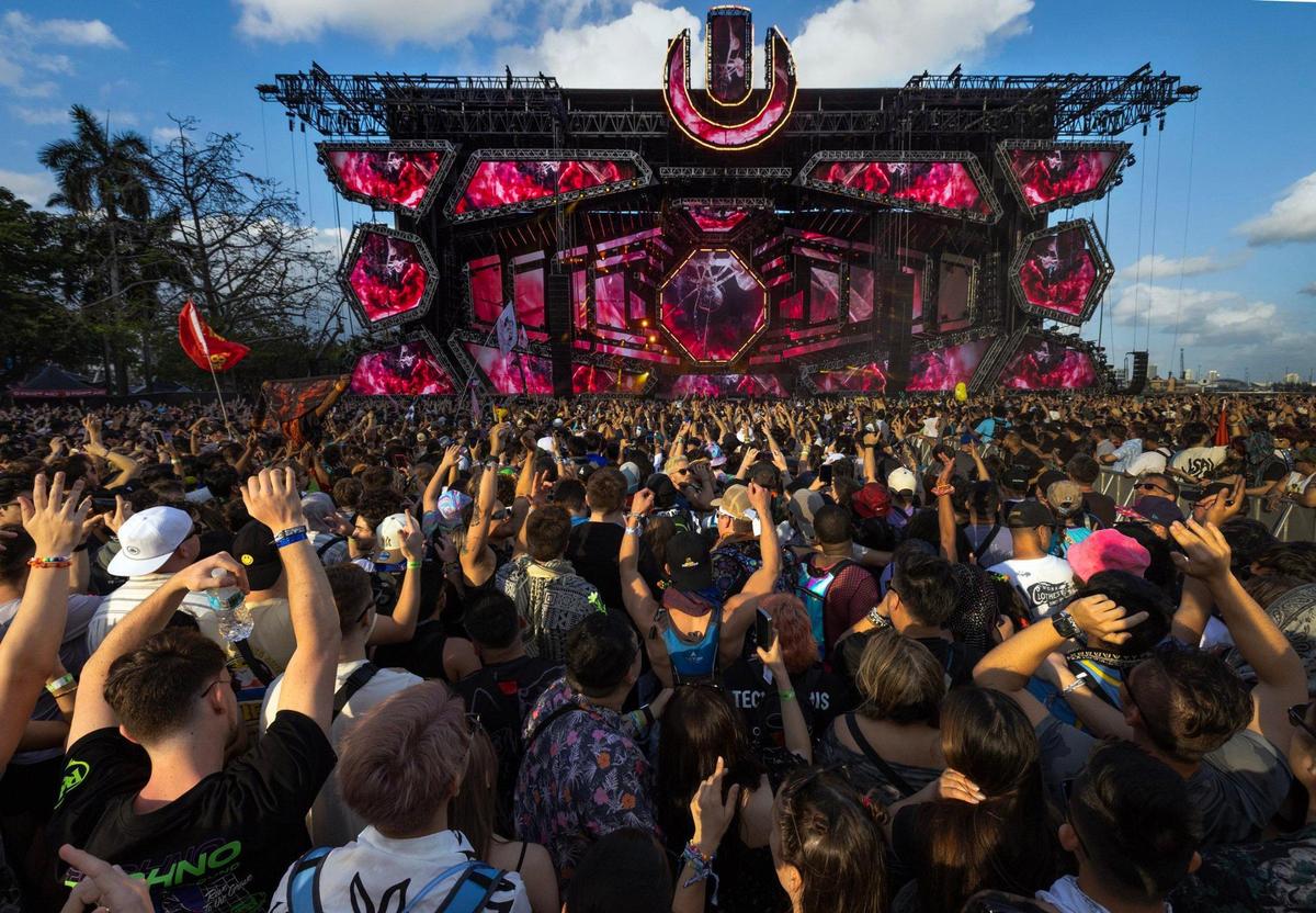 The main stage during Ultra Music Festival’s 25th anniversary at Bayfront Park, in Miami, Florida, on Friday, March 28, 2025.