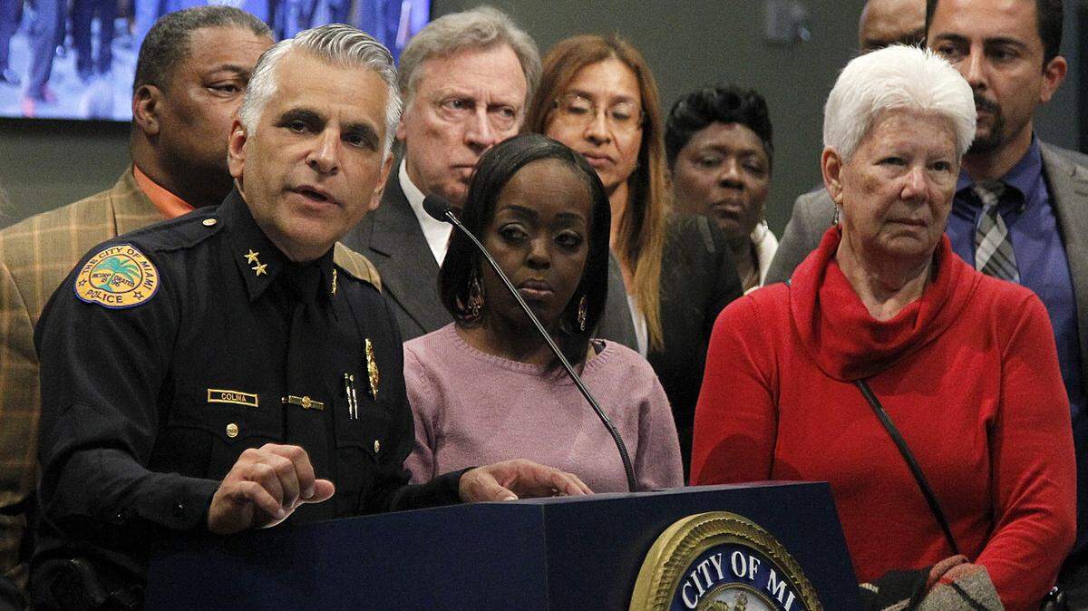 Community activists and residents joined Jorge Colina during his introduction as Miami’s new police chief at City Hall on Jan. 18. Colina said Thursday, Aug. 16, 2018, that he is unable to staff a police officer at each elementary and K-8 school within its city limits for the entire school day because of high crime rates.