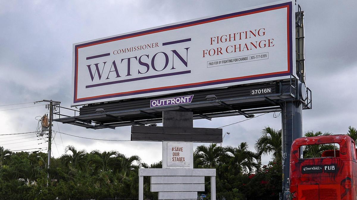 Even though he said he would not run, appointed Miami Commissioner Jeffrey Watson has put up a billboard in Little Haiti, all but announcing his candidacy in this year’s municipal election.