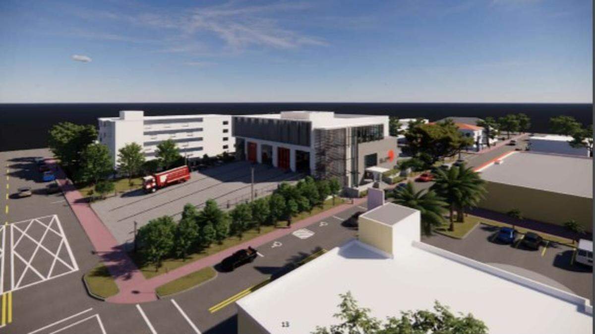 A rendering of the proposed new Fire Station 1 in Miami Beach.
