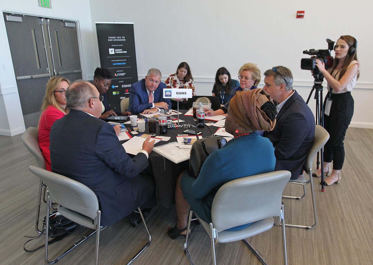 Florida Influencers discuss guns in a breakout session  on Tuesday, November 13, 2018 during the Florida Priorities Summit at the University of Miami.  The Florida Influencer Series, is the beginning of a conversation among leaders, decision makers, and voters to put a sharp focus on a shared vision for Florida.
