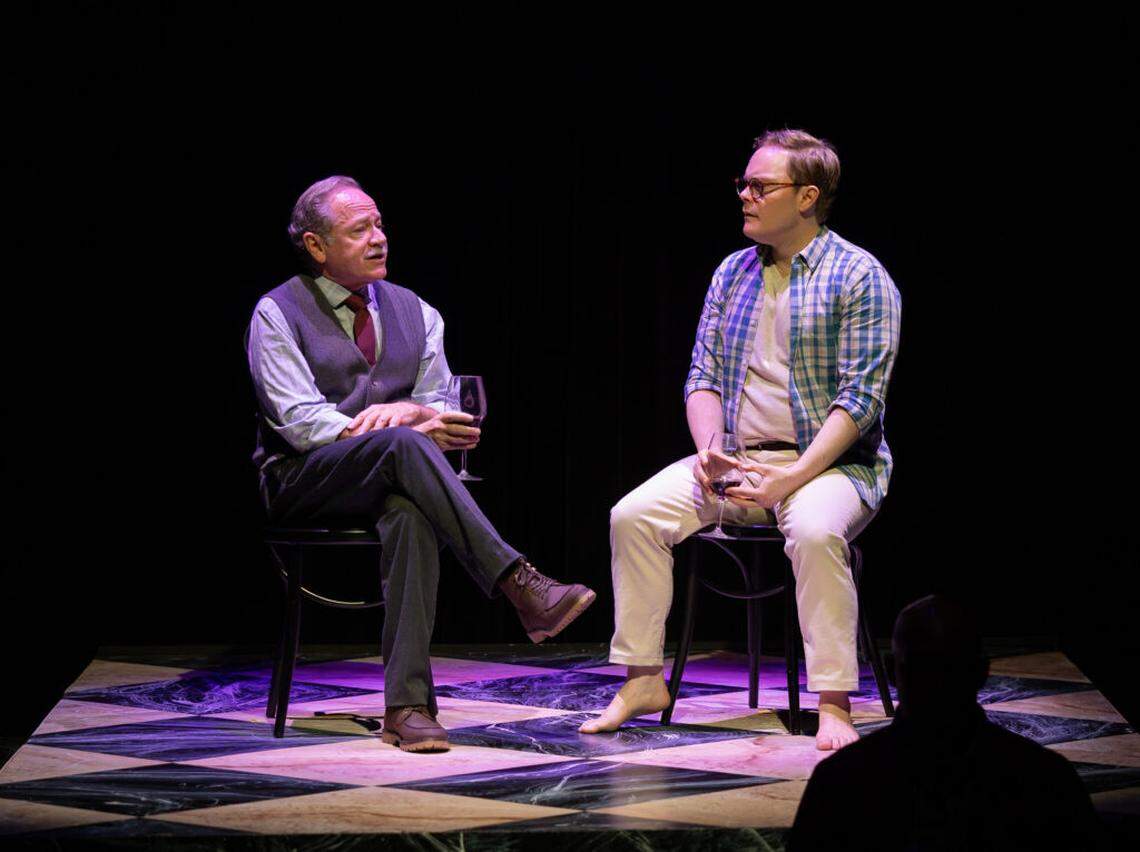 Michael McKeever as Walter Poole talks about his past while Eric Glass (Alex Weisman) listens.