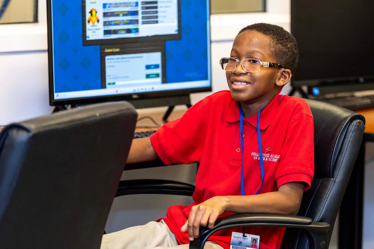 Evan Page, 10, participates in the Next Gen Coders workshop at the Betty T. Ferguson Center in Miami Gardens.