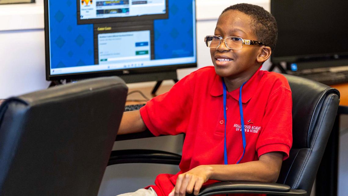 Evan Page, 10, participates in the Next Gen Coders workshop at the Betty T. Ferguson Center in Miami Gardens.