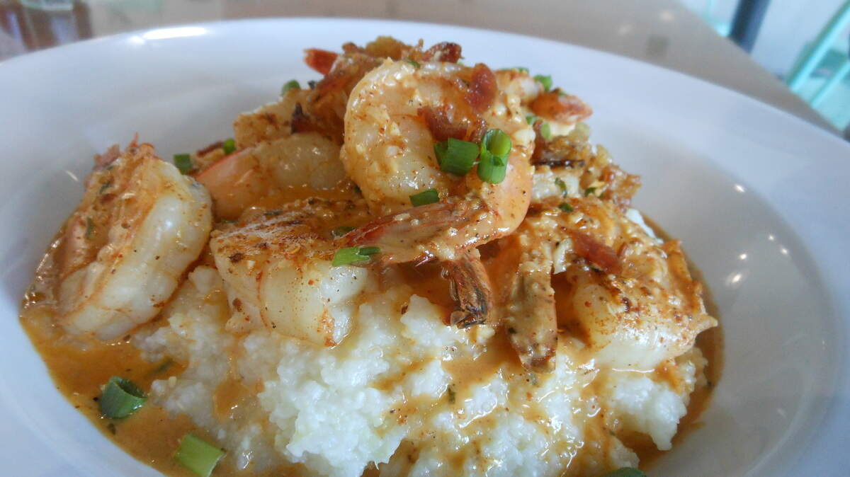Shrimp and grits at Captain Jim’s seafood market and restaurant