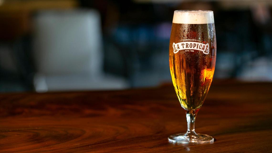 La Original Amber Lager beer is prepared at Cerveceria La Tropical in Wynwood on Wednesday, February 17, 2021.