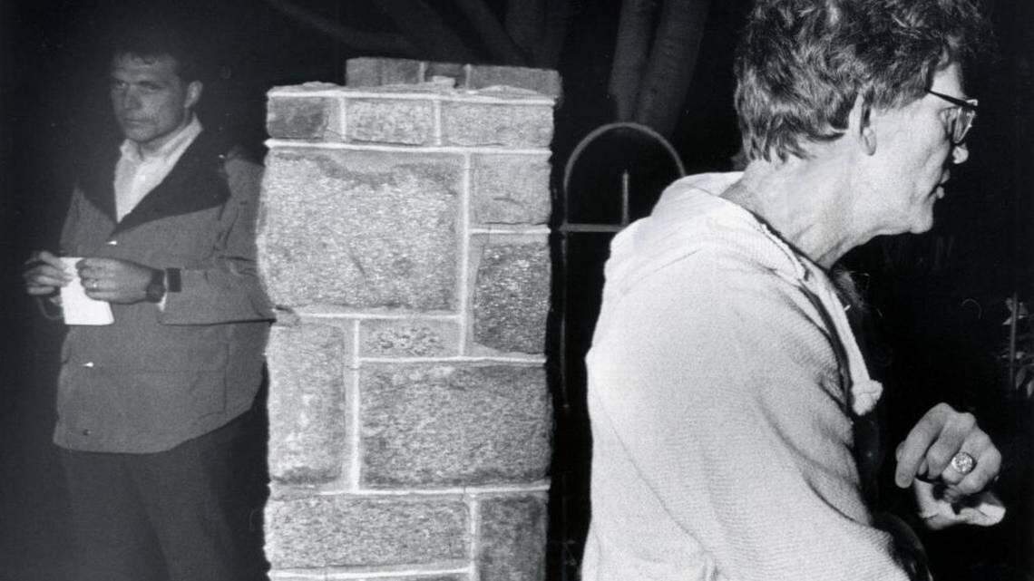 Miami Herald investigative journalist Jim McGee, left, encountered Gary Hart outside Hart’s townhouse in Washington, D.C.