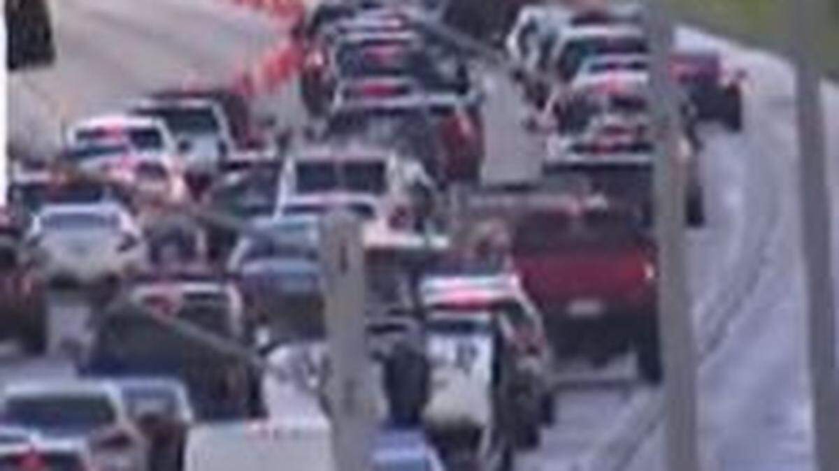 Cars exit the Sawgrass Expressway because of a serious crash near Oakland Park Monday afternoon, Sept. 1, 2025.