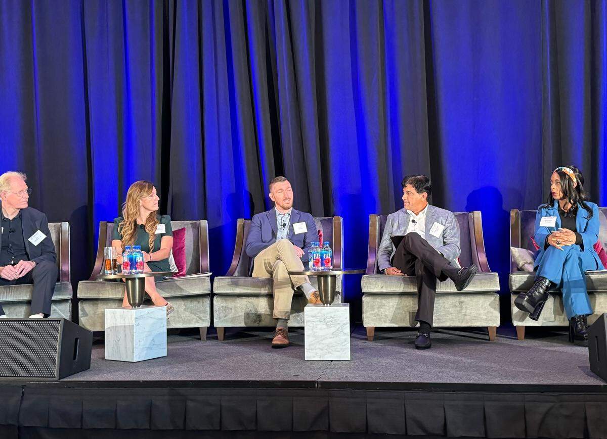 Sleep was a hot topic during the 2024 “New Face of Aging” conference hosted by the Alliance for Aging in Coral Gables on May 30, 2024. Panelists (left to right) include actor and activist Ed Begley, Jr.; Dr. Rosie Curiel Cid, associate professor of psychiatry and behavioral sciences at the University of Miami Miller School of Medicine; Cognivue President Paul Estes; Dr. Narendra Kini, former chief medical officer of Florida’s COVID-19 Infectious Disease Field Hospital System; and Arlener Turner, a research assistant professor of psychiatry and behavioral sciences at the University of Miami Miller School of Medicine.