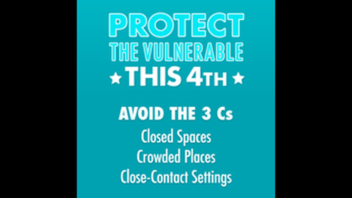The Florida governor and surgeon general’s new “Three Cs” campaign to help stop the spread of COVID-19, which is surging to over 10,000 new cases a day in the state on July 2, 2020.