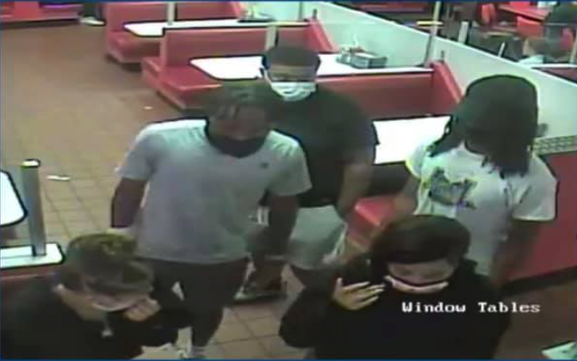 Police in New Jersey are searching for five suspects accused of abducting and assaulting a waitress.
