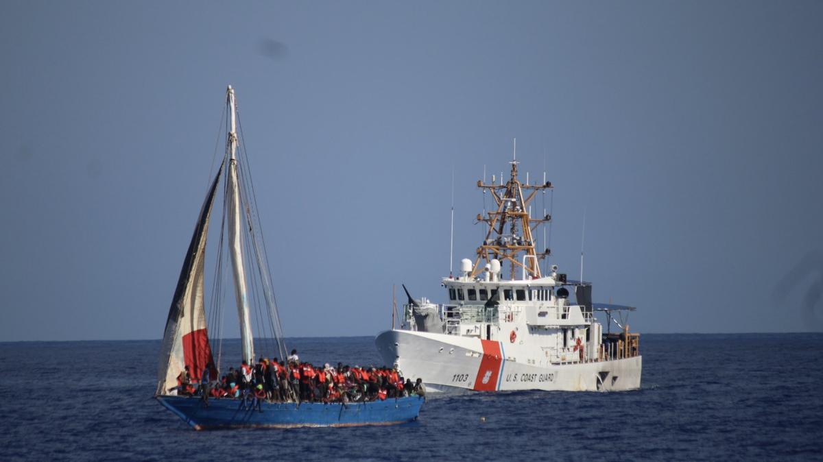 The Coast GUard interdicted this migrant boat carrying just under 300 passengers near Haiti’s coasts on January 26, 2023.