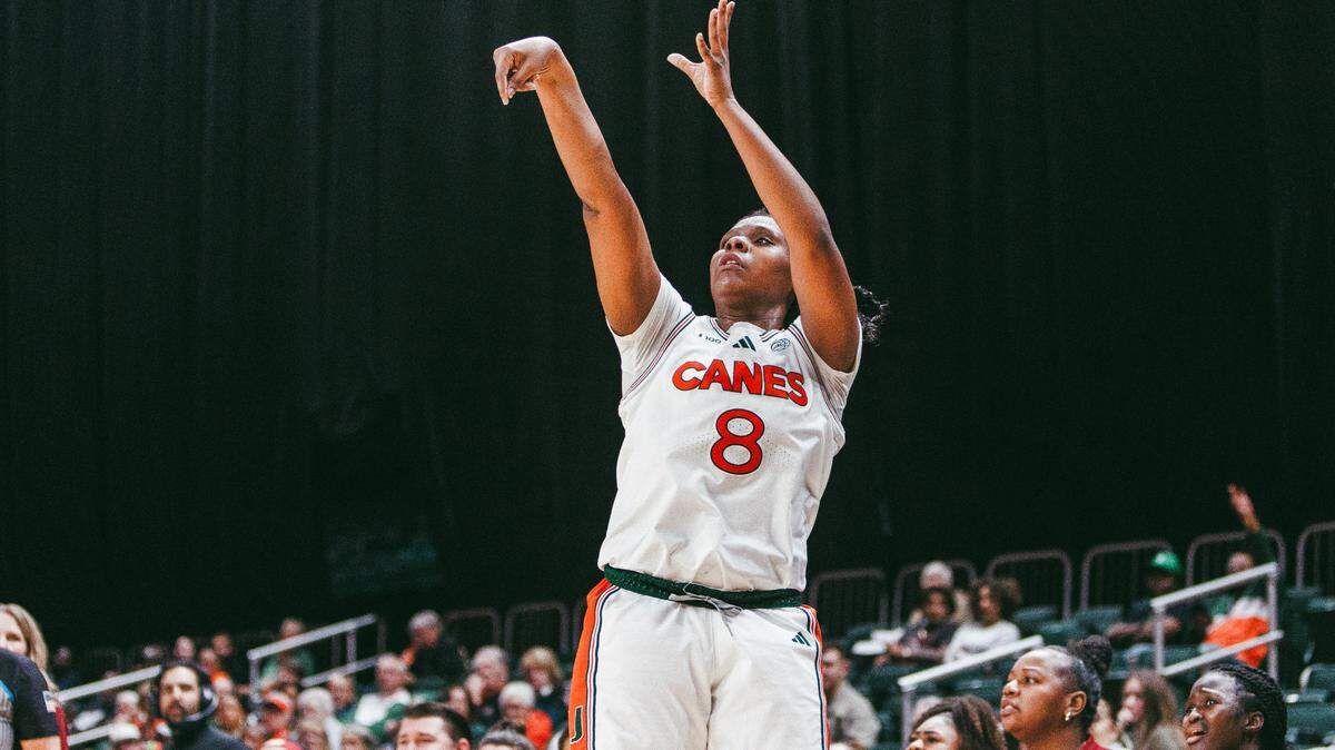Darrione Rogers scored 15 points for the University of Miami in an 83-79 loss to Boston College at the Watsco Center Jan. 16, 2025.