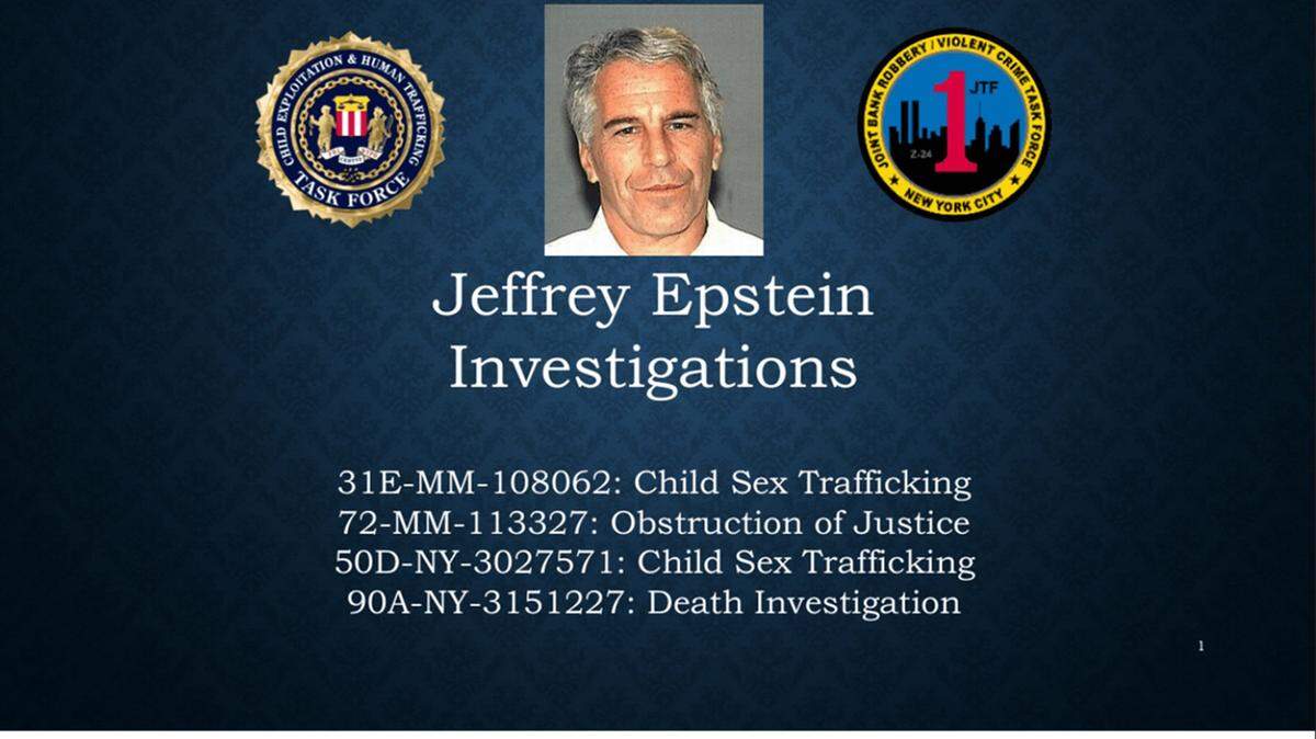 A PowerPoint presentation is among the Department of Justice files on Jeffrey Epstein. 