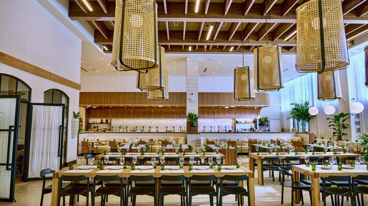 The inside of Sixty Vines, a new restaurant and wine bar in Miami Worldcenter.