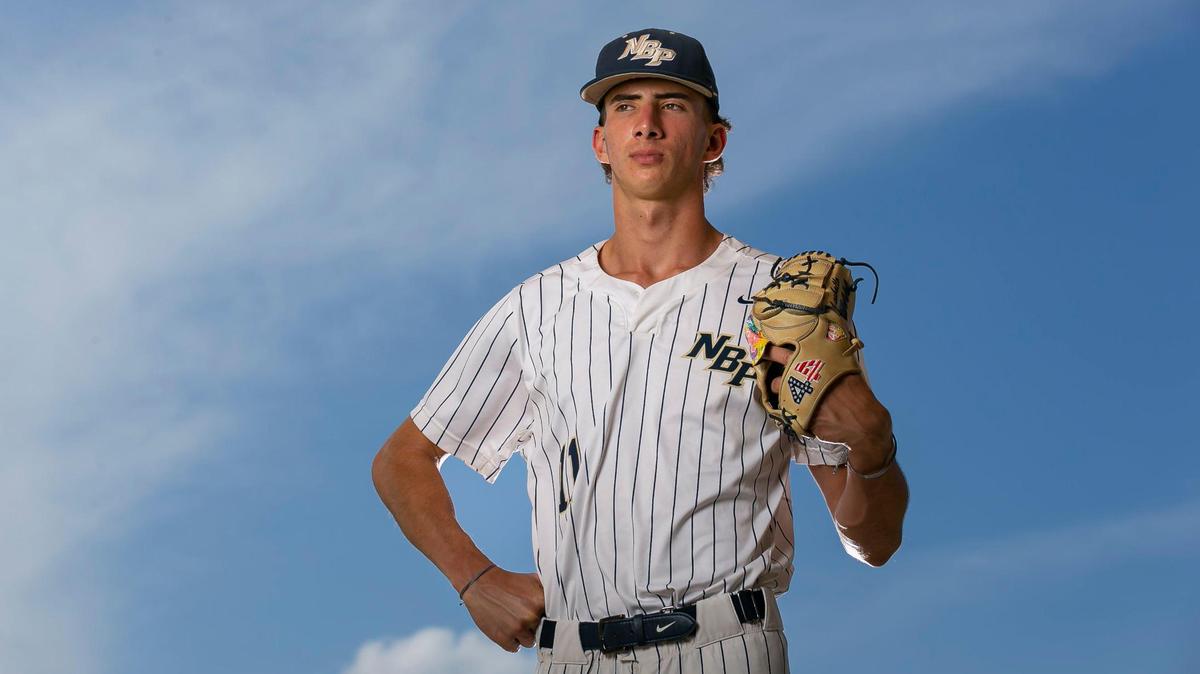 Broward Baseball Pitcher of the Year Yoel Tejeda, from North Broward Preparatory School, is photographed at Brian Piccolo Park in Cooper City, Florida on Friday, May 27, 2022.