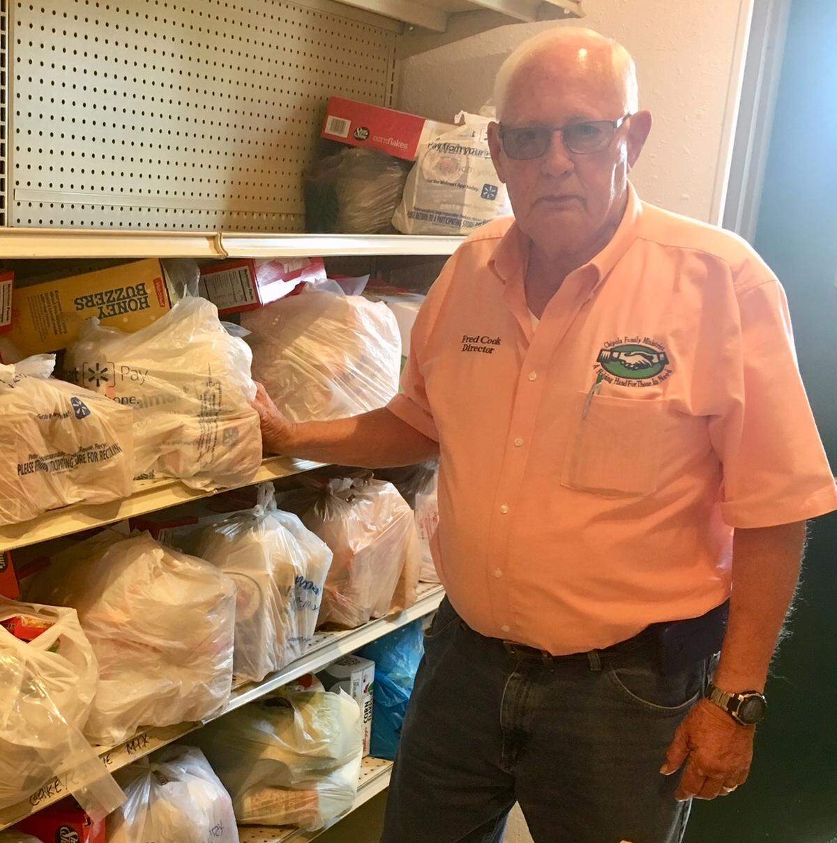 Fred Cook runs the food pantry in Marianna, Chipola Family Ministries.