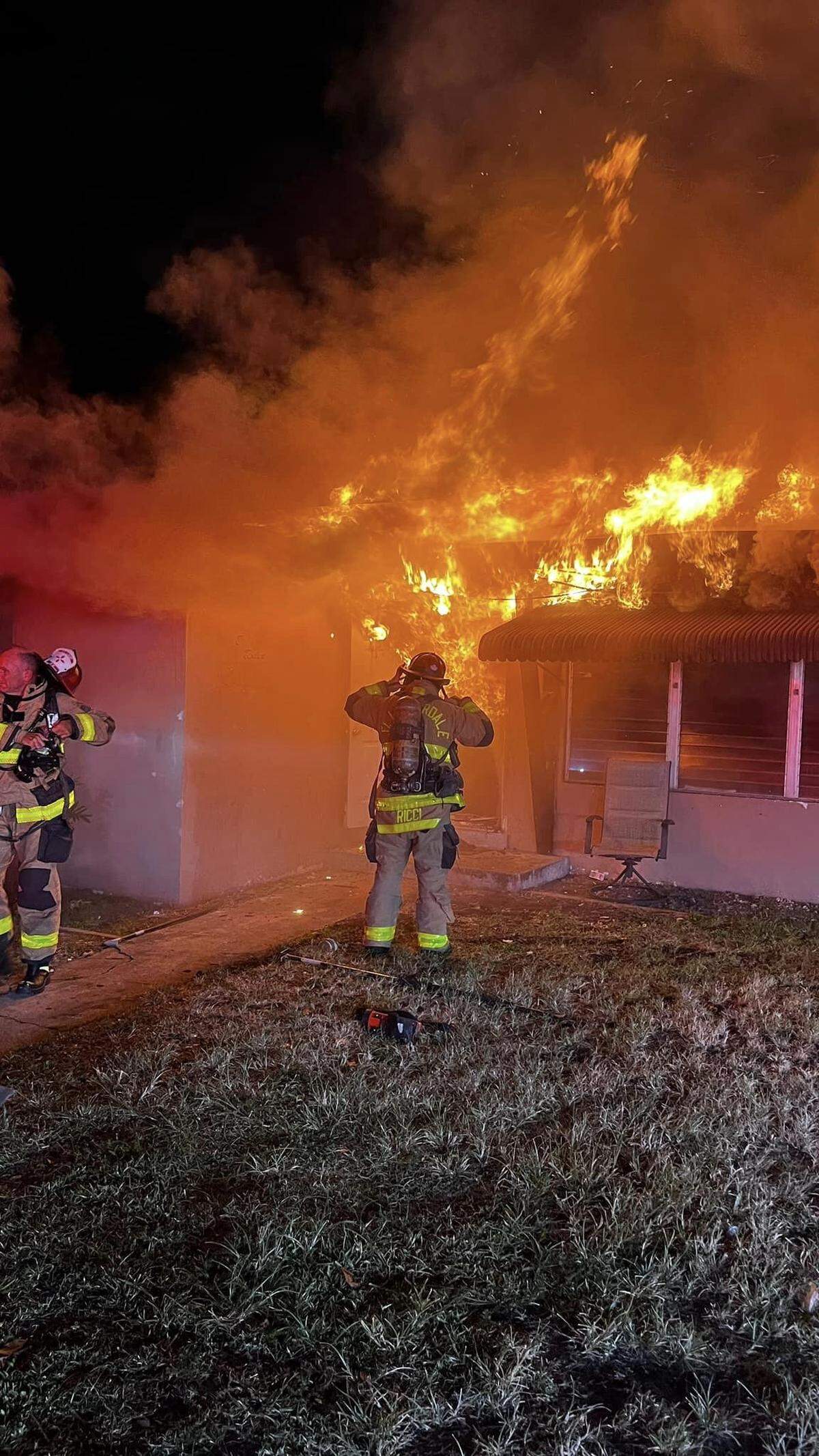 Fort Lauderdale Fire Rescue battles a fire at a home in the 1200 block of Northwest 15th Street after 3 a.m. May 13, 2023.