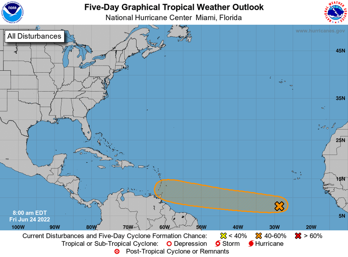 The chances that a disturbance in the eastern Atlantic will strengthen into a tropical depression or storm in the next week have increased.