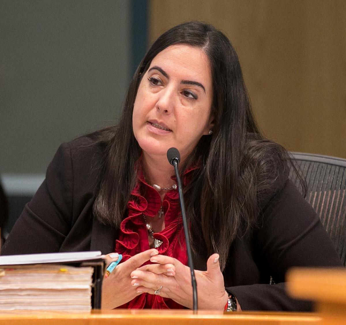 Miami City Attorney Victoria Méndez gives an opinion at the commission meeting on Tuesday, Aug. 14, 2018.