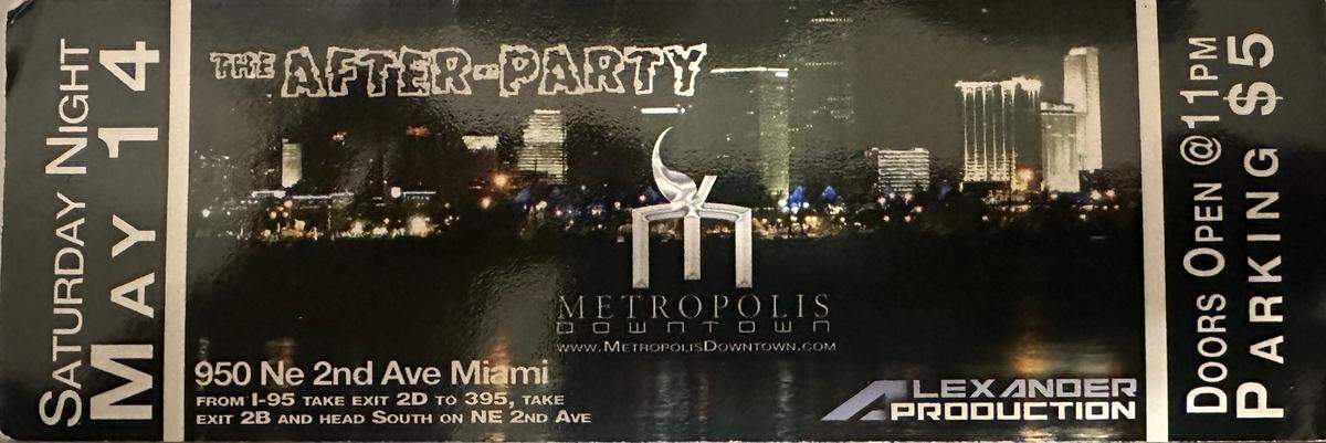 An after-party ticket for one of the Alexander brothers high school parties.  