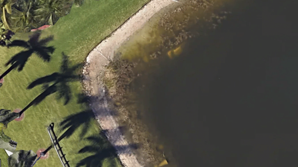 William Earl Moldt’s car is seen at the top of this Grand Isles community retention pond in Wellington 22 years after it plunged to the bottom in November 1997. Palm Beach Sheriff’s deputies found Moldt’s remains inside the car after someone reported they had seen the car via Google Earth.
