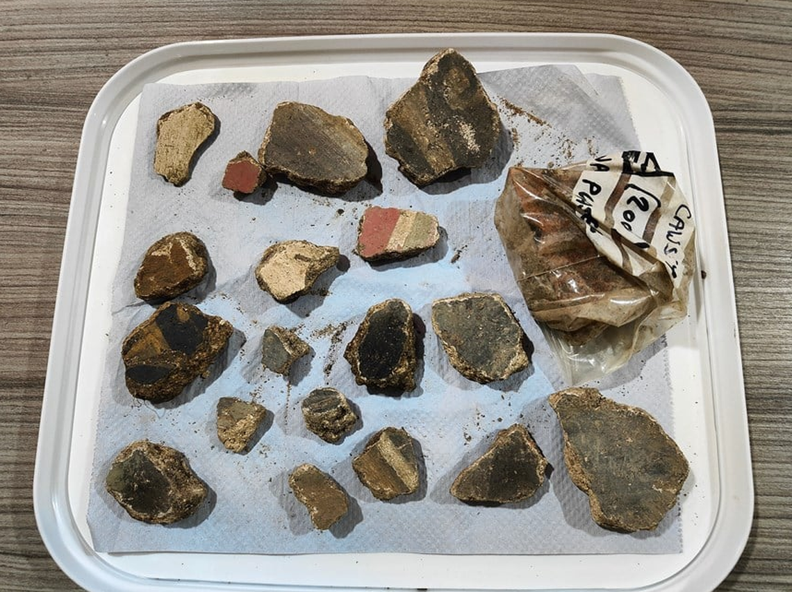 Other items like Roman tiles and painted plaster were also found at the site.