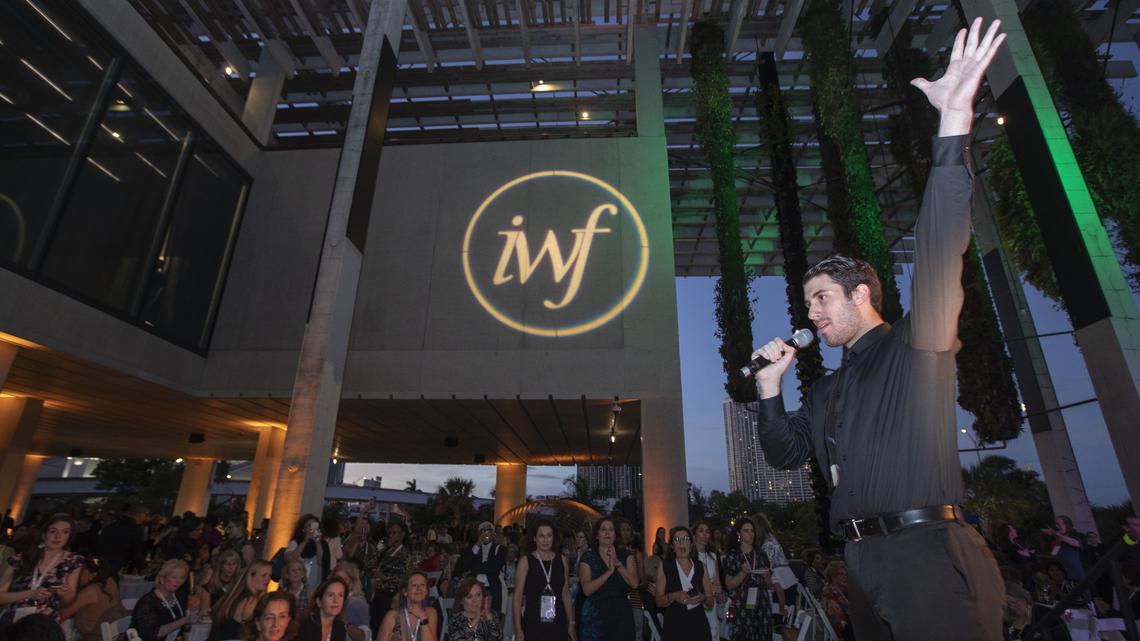 Sergio Tamayo sings as about 1,000 delegates and guests from around the globe kicked off a three-day conference of the International Women’s Forum on Oct. 24, 2018, at the Perez Art Museum Miami.