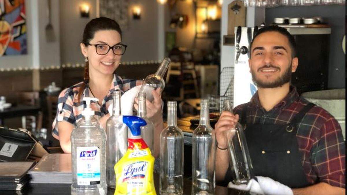 In order to combat the coronavirus pandemic, The Eating House restaurant in Coral Gables is doubling its efforts by wiping down all tables, countertops, water bottles, menus, door knobs and more with Lysol disinfectants before every service.