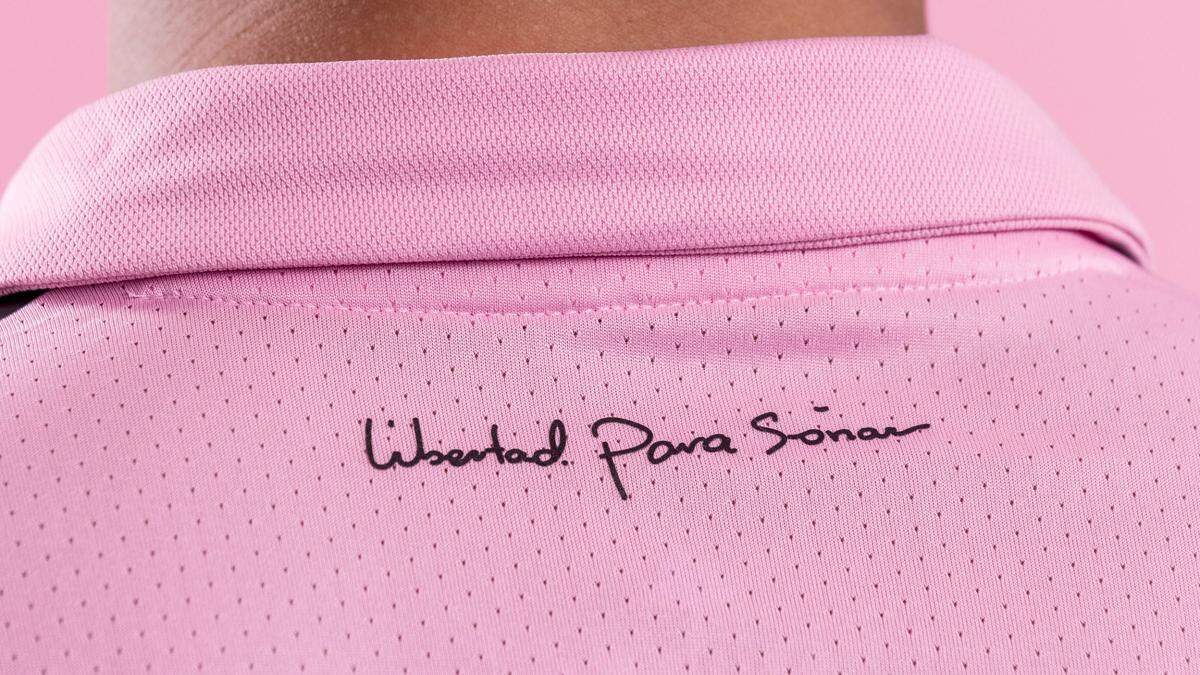 The back of the new Inter Miami pink jersey features the same inscription that team co-owner David Beckham has tattooed on his chest, which translates to “Freedom to Dream”