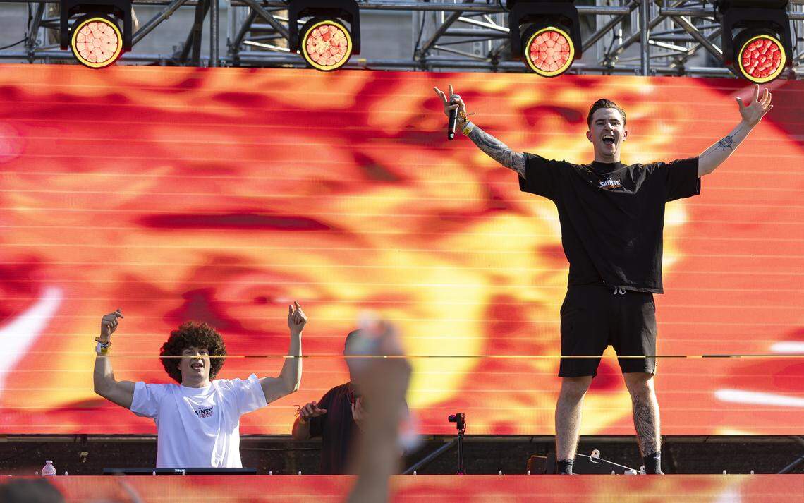 The Saints perform during Ultra Music Festival’s 26th anniversary at Bayfront Park on Saturday, March 28, 2026, in downtown Miami, Fla.