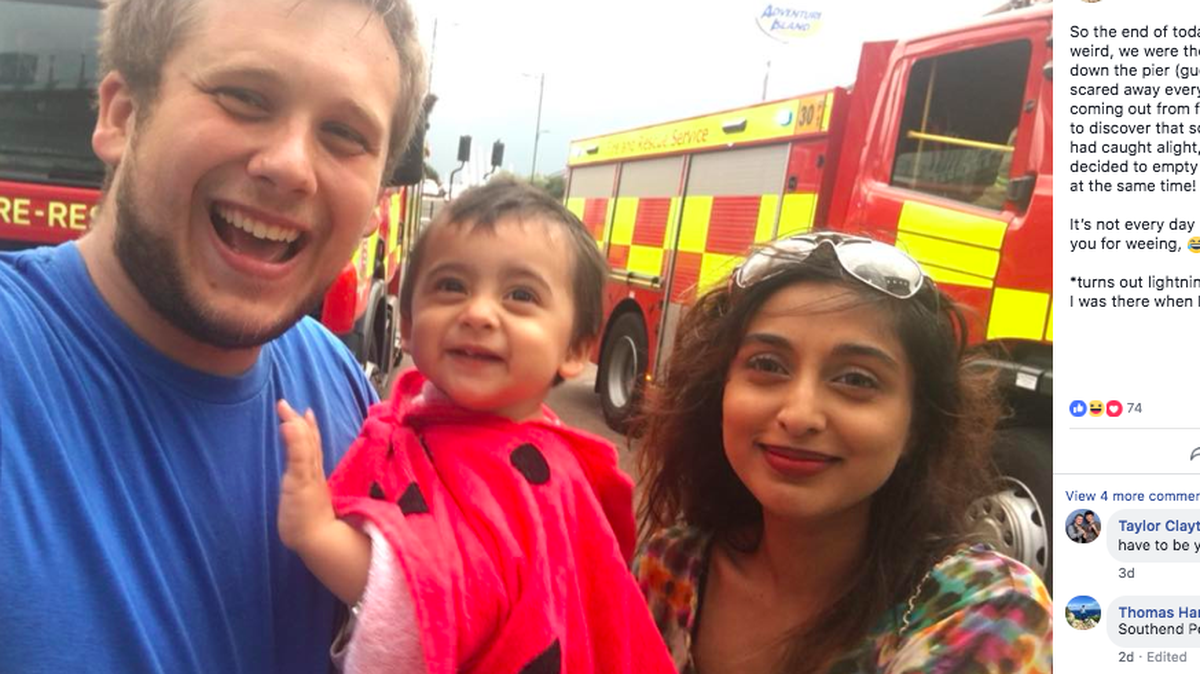 U.K. dad Thomas Watson has been hailed as a hero for dropping his pants and peeing on a fire that threatened the Southend Pier, the longest pleasure pier in the world. The fire was started by a cigarette.