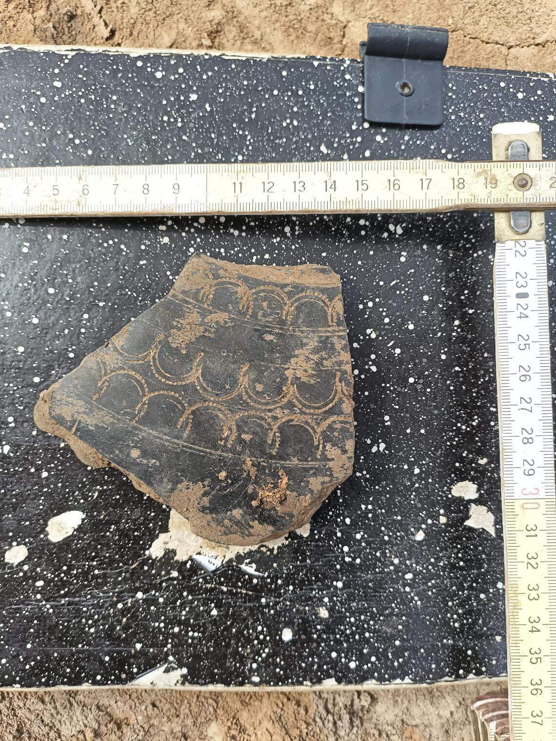 Stamped ceramics were found inside the sunken homes, researchers said.