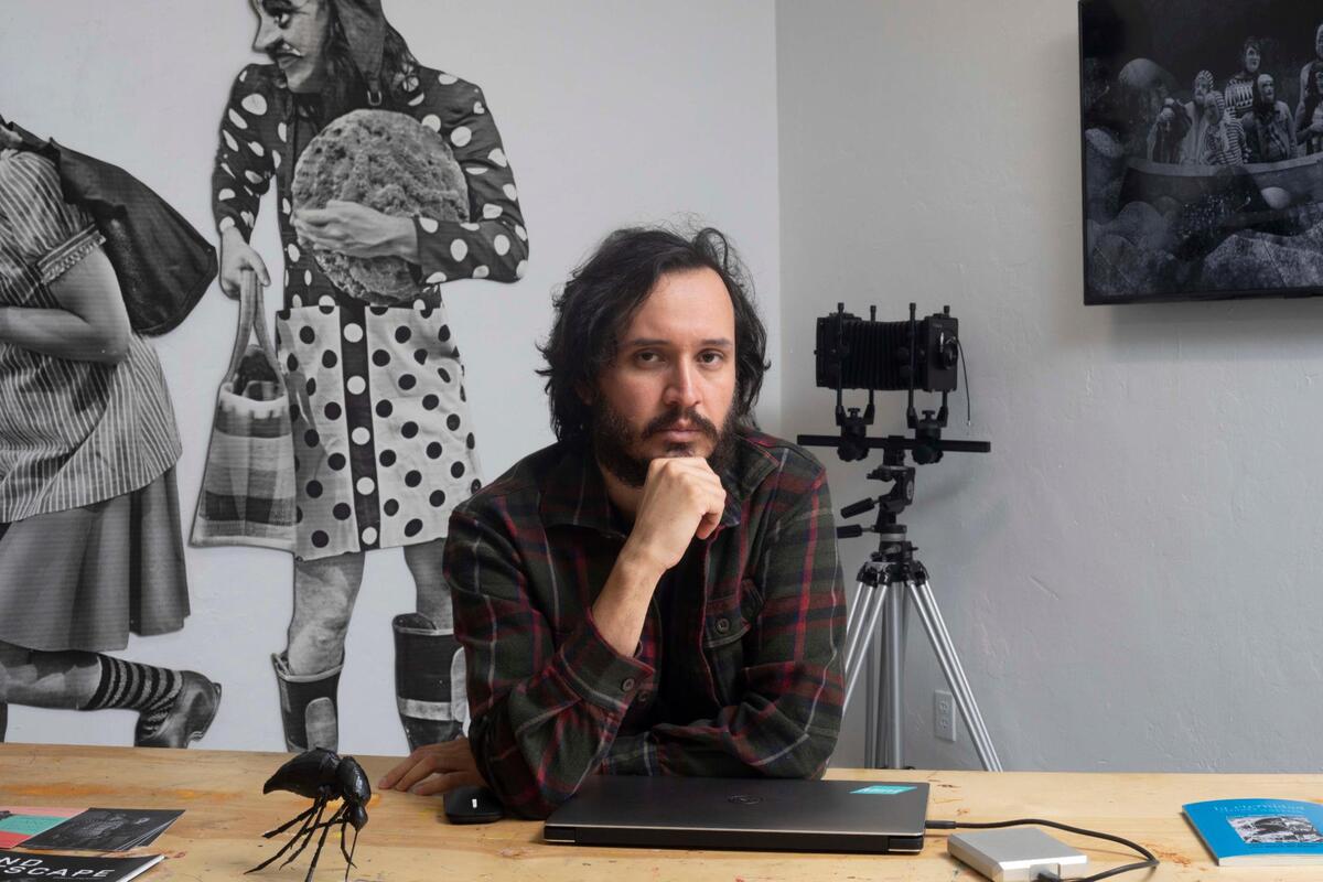 Artist Edison Peñafiel in his studio at Oolite Arts in South Beach.