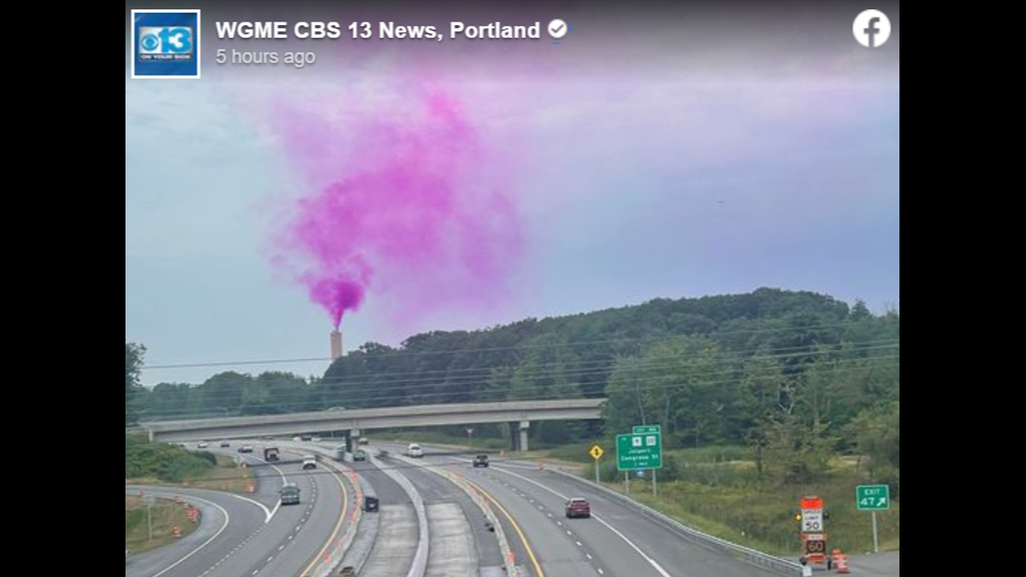 Colorful smoke from Portland’s ecomaine waste facility has appeared above Portland two days in a row. The Maine nonprofit says it’s iodine.