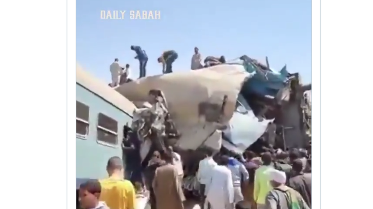 Video from the Daily Sabah shows aftermath of a horrific train crash Friday in Egypt.