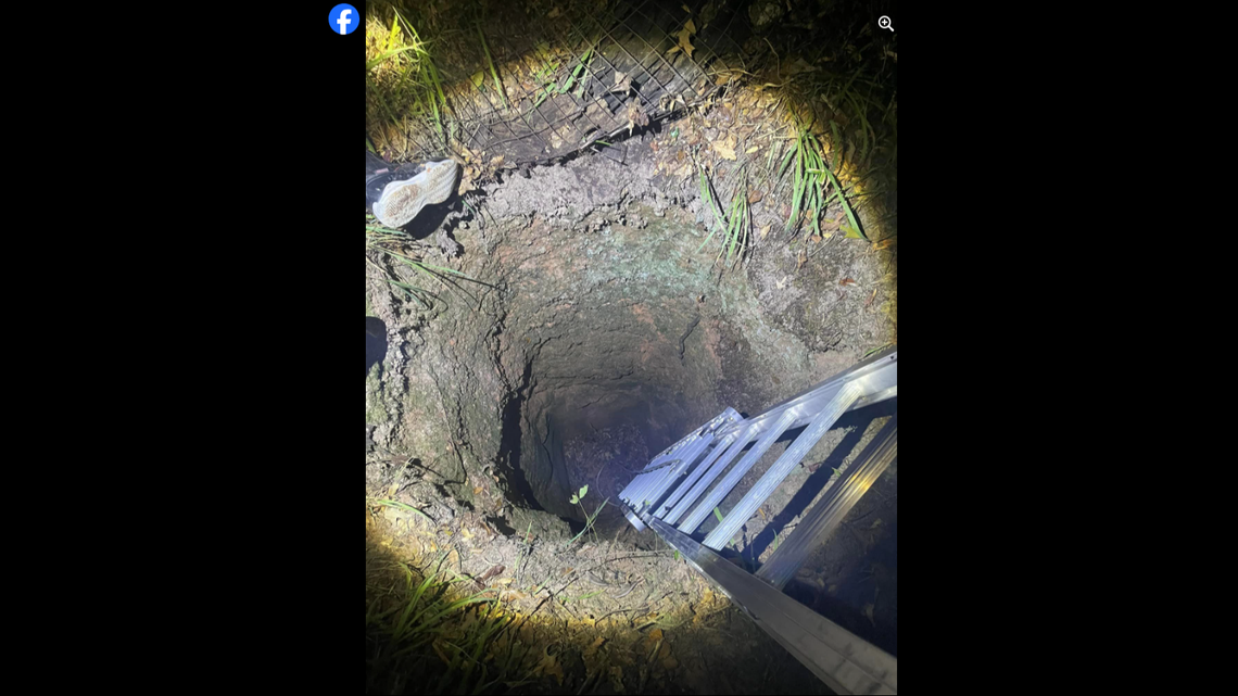 The driver was found at the bottom of a deep hole, the fire department said.