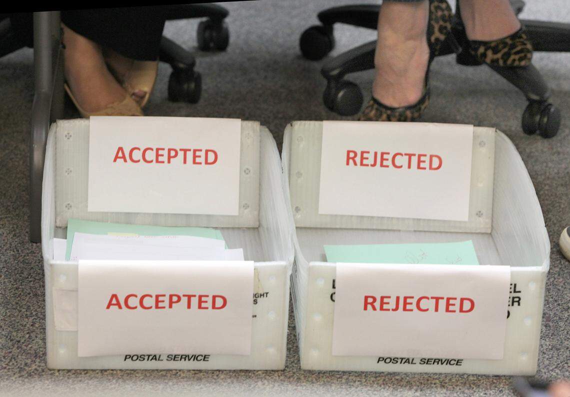 The recount boxes at the Miami-Dade County Elections Department in Doral on Nov. 18, 2018