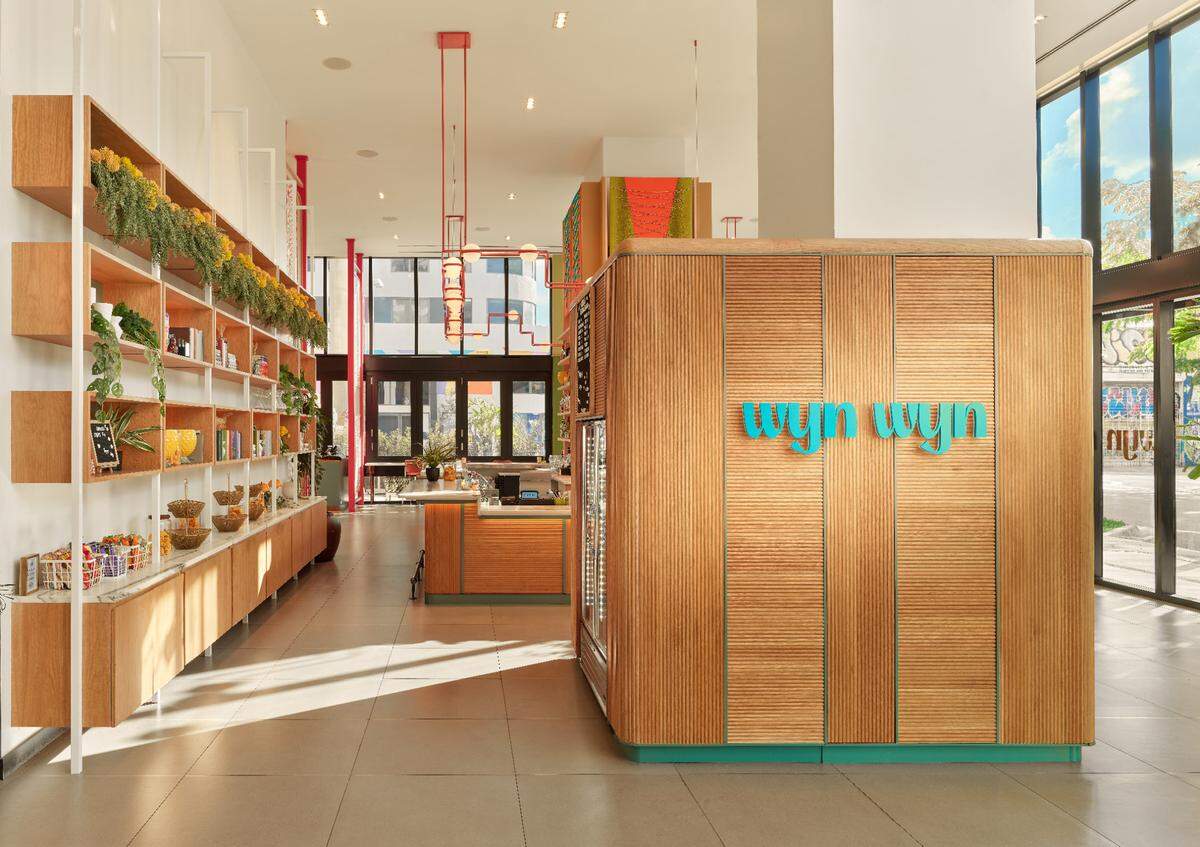 The Wyn Wyn entrance from the Arlo Wynwood hotel lobby.