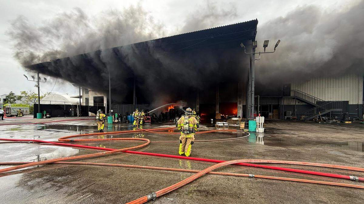 A Medley warehouse fire caused a partial roof collapse Saturday. Over 40 Miami-Dade Fire Rescue crews put the blaze out in two hours. No injuries reported.