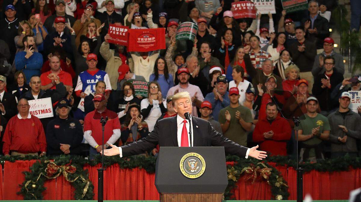 U.S. President Donald Trump speaks during a rally on December 8, 2017, in Pensacola, Florida.