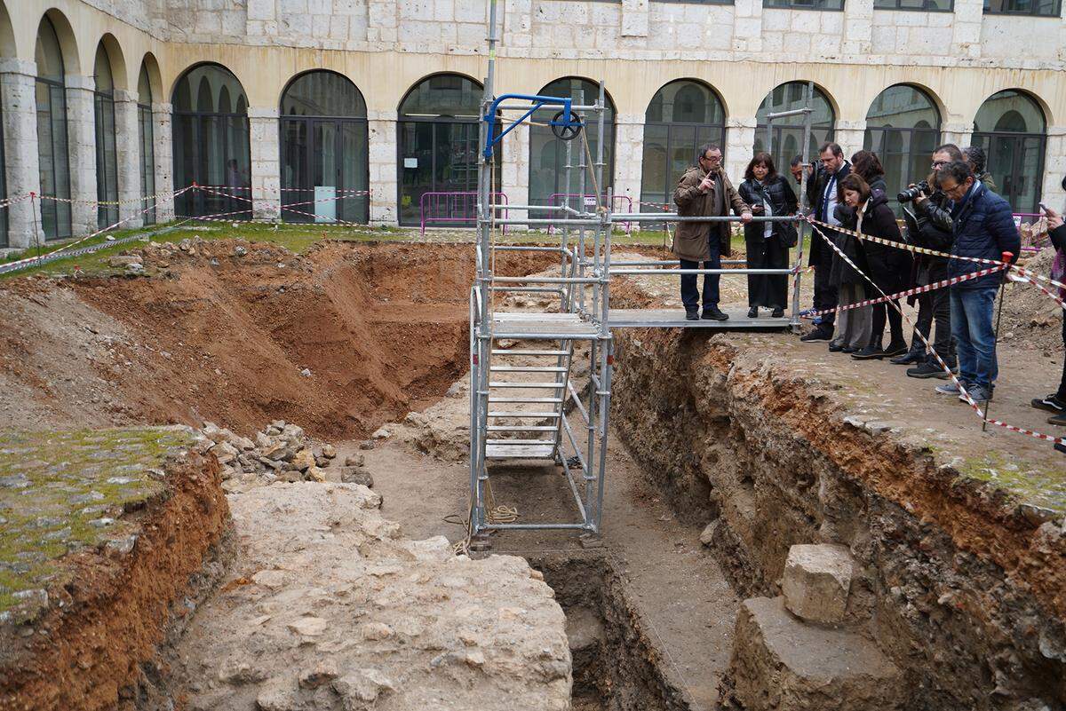 A section of the castle ruins unearthed at the site.