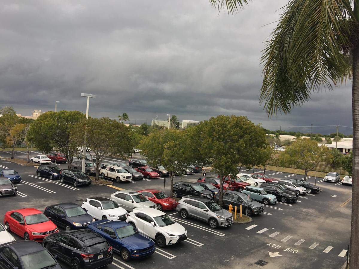Thunder clouds form over Miami-Dade after dropping rain in Broward County on the afternoon of Jan. 24, 2019. The storms are in advance of a cold front.