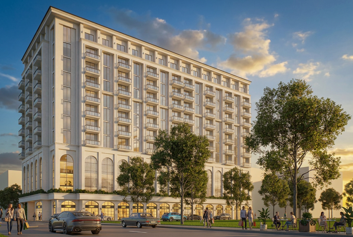 A rendering depicts an affordable and workforce apartment building that developer Nuri Dorra plans to build on land the city of Miami ceded to his Mabruk USA at no cost at 1251 SW Seventh St. in Little Havana.