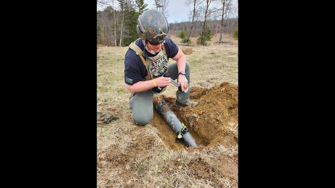 The 5-foot-long military rocket was safely disposed of, police said.