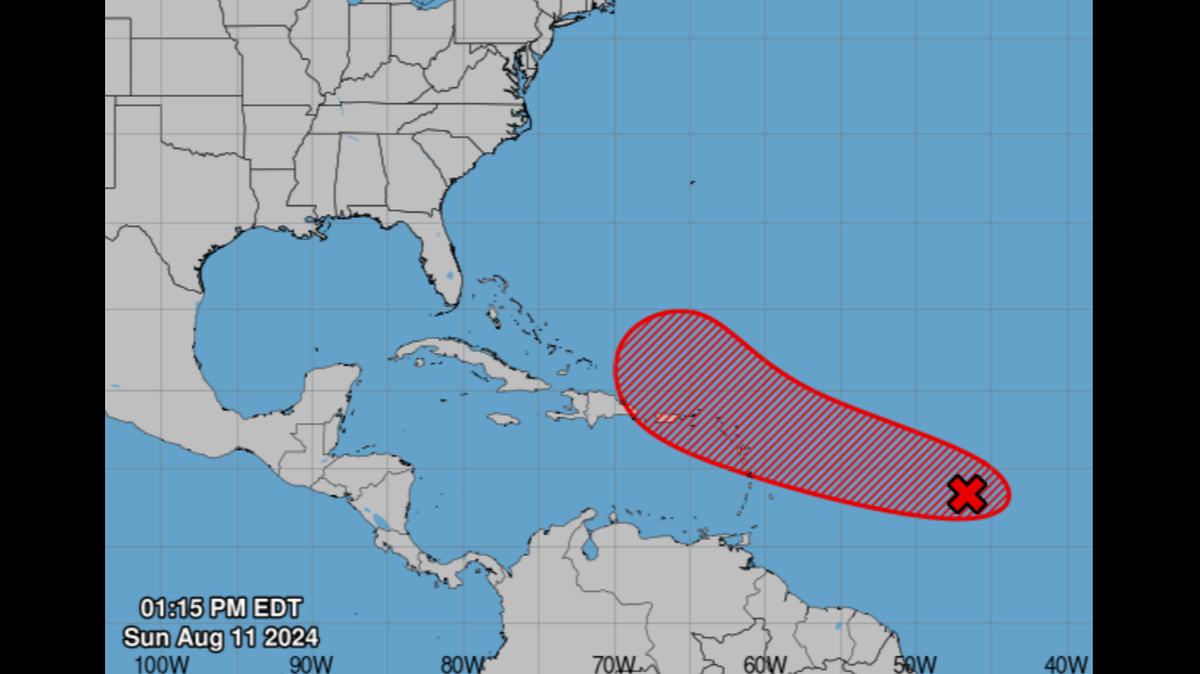 The projected path of the disturbance forecast to be a tropical depression by Tuesday.