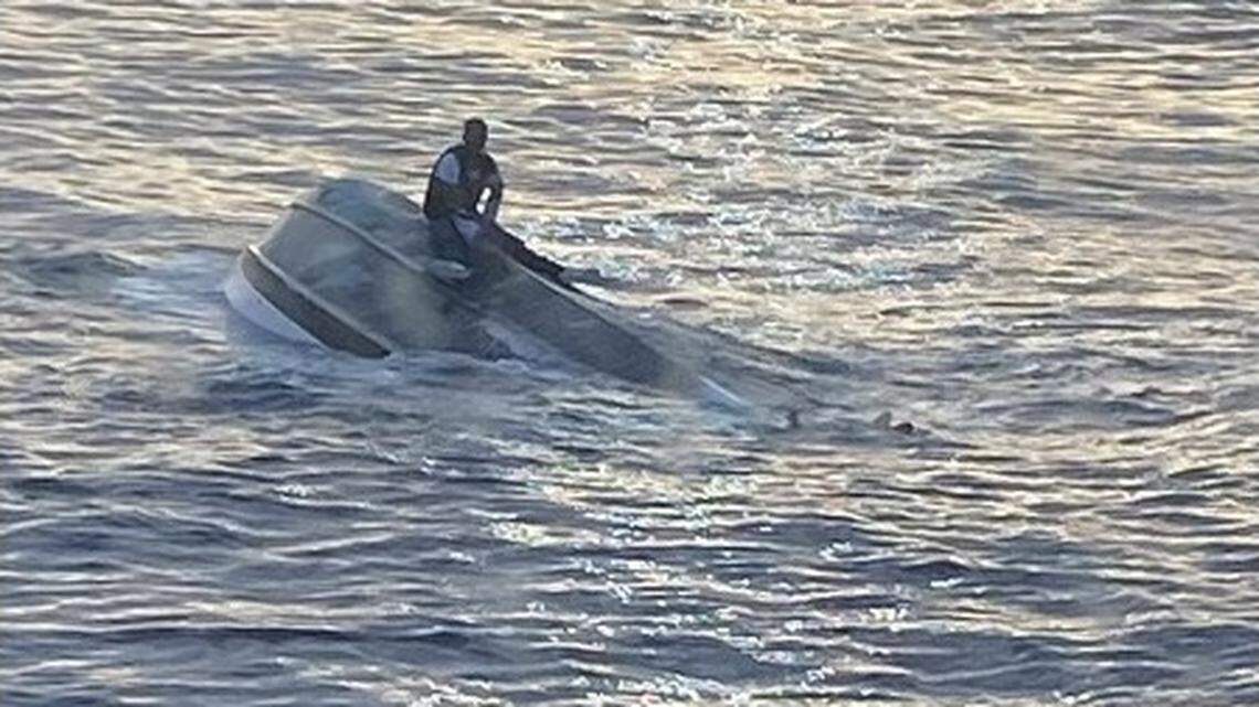 A civilian rescued a man on a capsized vessel approximately 45 miles east of Fort Pierce Inlet on the morning of Tuesday, Jan. 25. The man, the U.S. Coast Guard said, reportedly left Bimini, Bahamas on Saturday night with 39 other people before encountering severe weather.