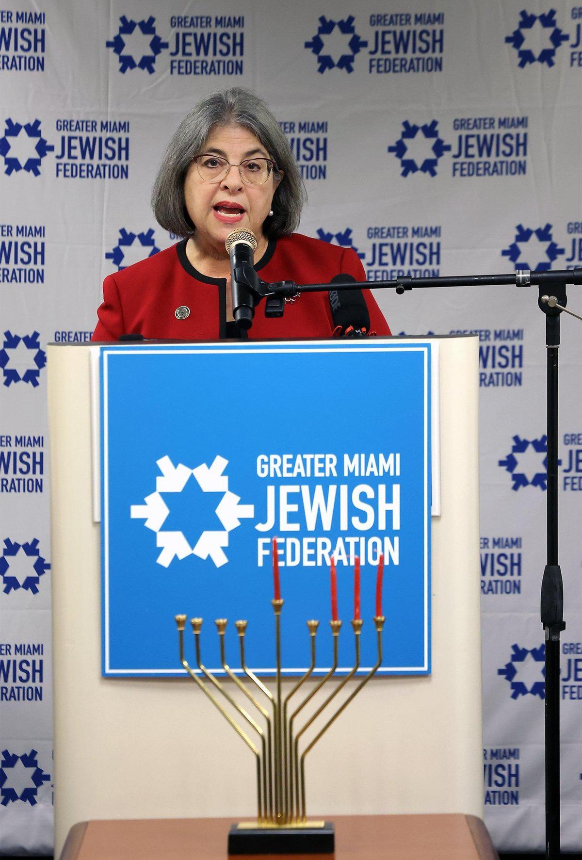Miami-Dade’s first Jewish mayor, Daniella Levine Cava calls for unity and solidarity in the fight against antisemitism and all forms of hate. On Tuesday, December 20, 2022 Greater Miami Jewish Federation and its Jewish Community Relations Council (JCRC) organized a delegation of South Florida mayors and local leaders to express their deep concern and resolve to act against the rising tide of antisemitism, locally, nationally and globally during a press conference in Miami, Florida.